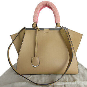 Fendi Trois Jours handbag shoulder bag Beige Tan pink leather